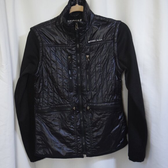 Michael Kors shiny lightweight black jacket w/removable sleeves, size XS - Picture 1 of 8